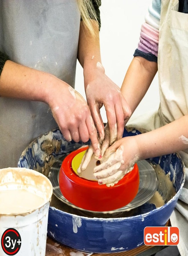 إستلو مجموعة عجلة الخزف من إستيلو | مجموعة الخزف والرسم | مجموعة ألعاب فنية وحرفية للمبتدئين | تتضمن طين تشكيل، وأدوات نحت، وألوان وفرش | هدية للأطفال من عمر 8 سنوات فما فوق (ميني) - Image 2